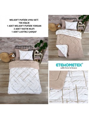 ETE HOMETEX TEK KİŞİLİK WELSOFT UYKU SETİ YANSIMA BEJ 8696474232023